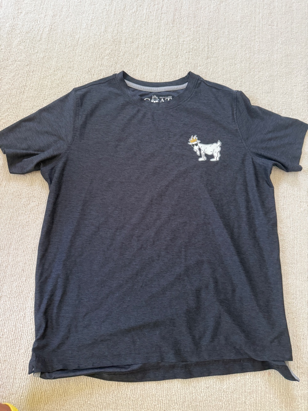Boys Charcoal Dry Fit Short-Sleeve Tee with Goat Logo